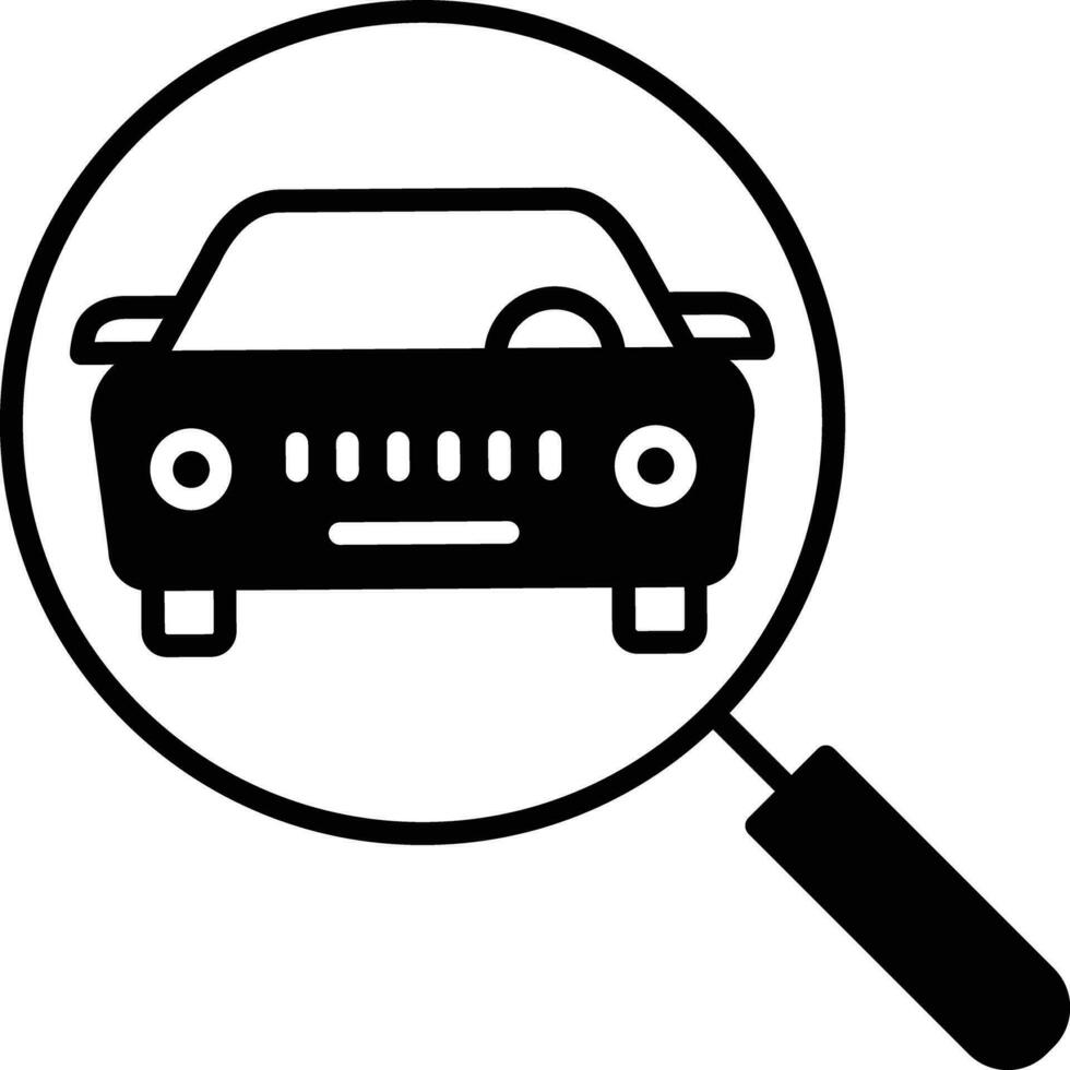 Car Search solid glyph vector illustration