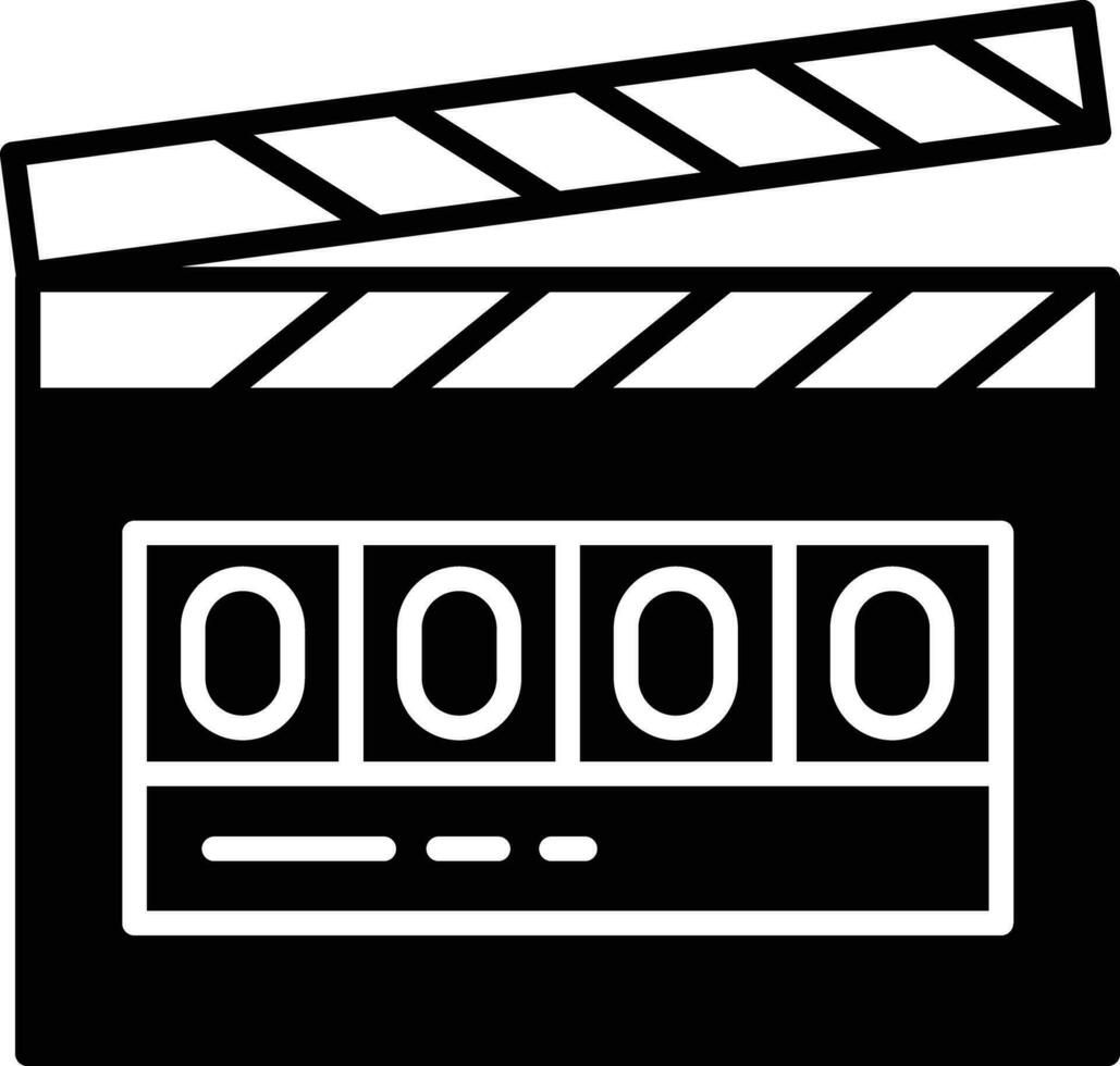 digital clapperboard solid glyph vector illustration