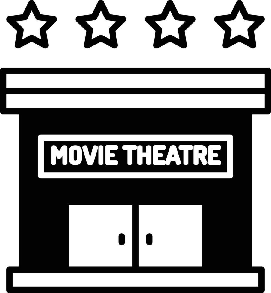 cinema theatre building solid glyph vector illustration
