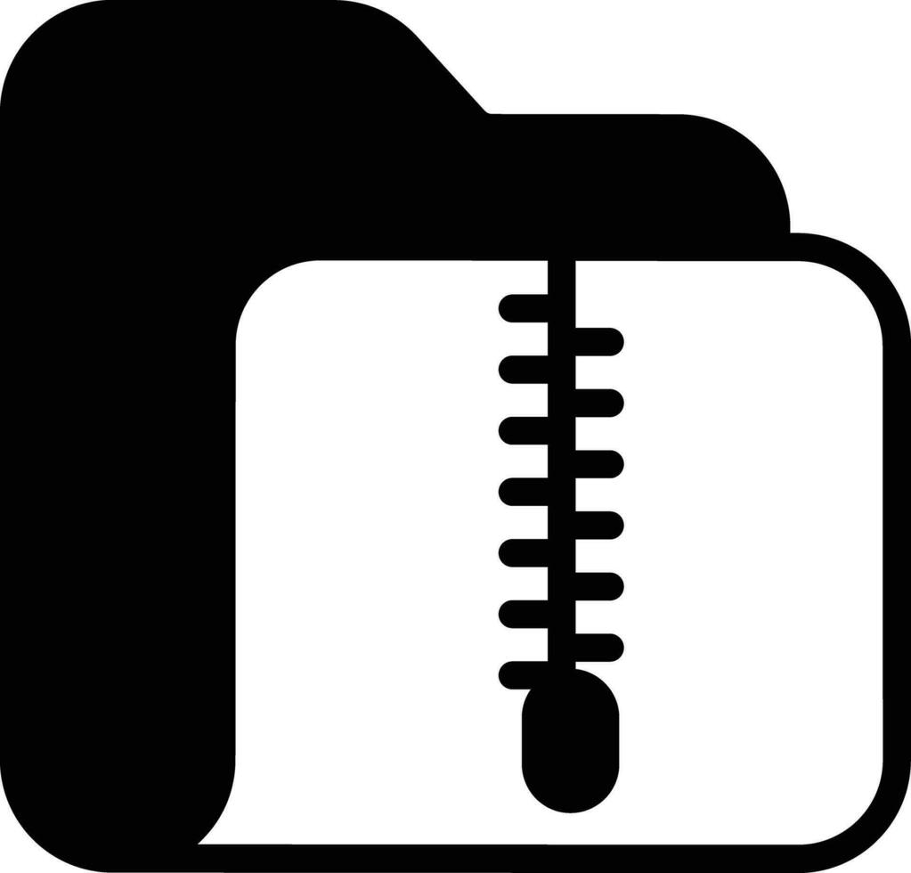 Zip folder solid glyph vector illustration