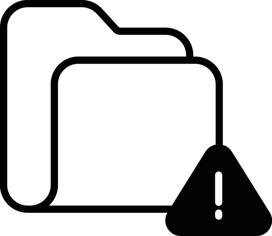 Folder alert solid glyph vector illustration