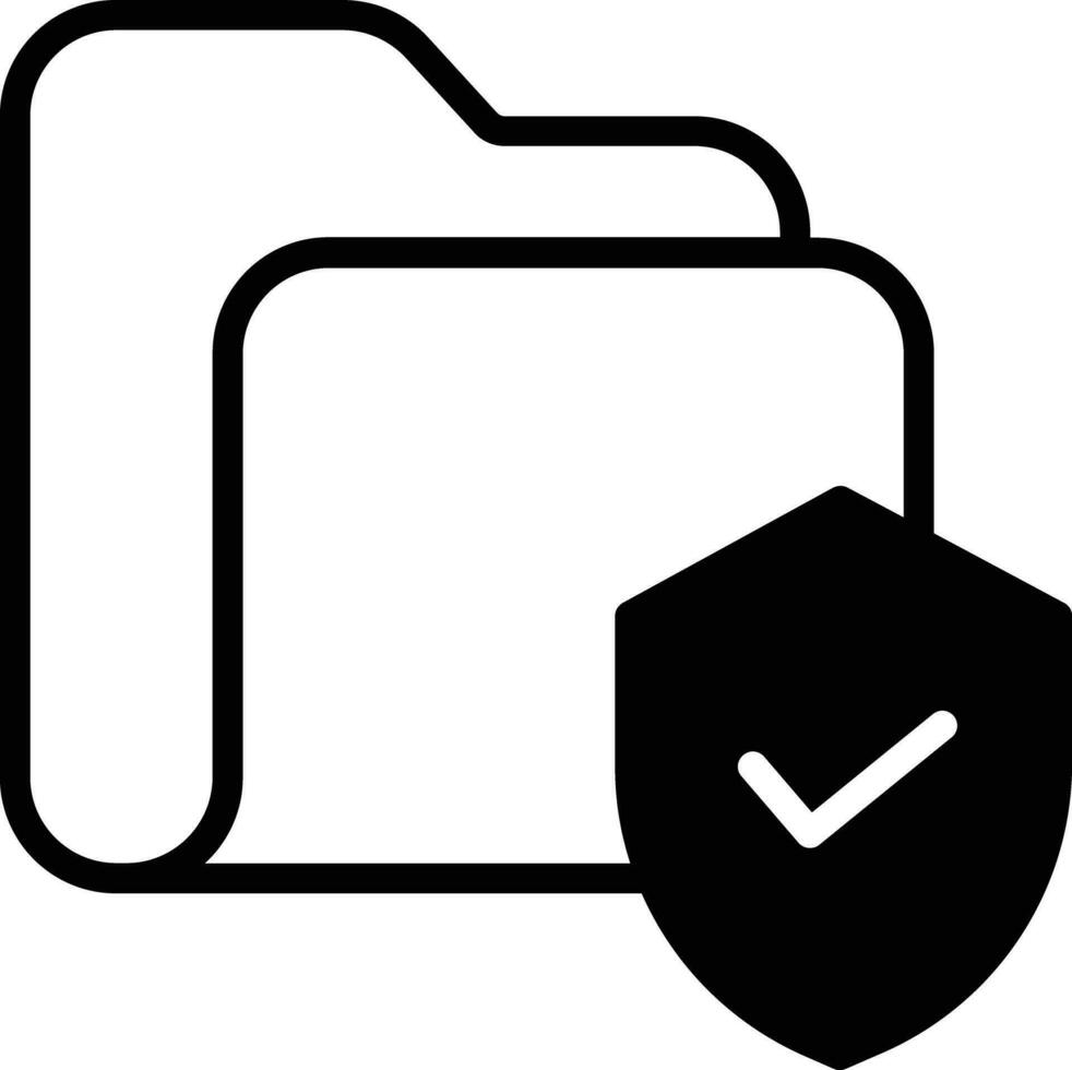 Security Folder solid glyph vector illustration