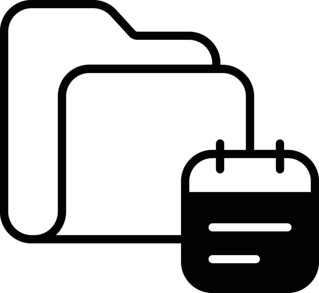 Folder date solid glyph vector illustration