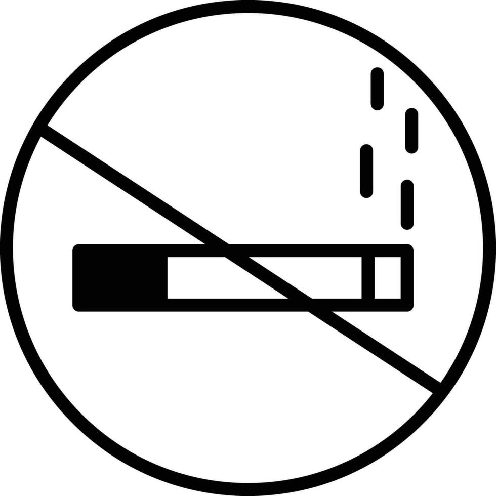 No de fumar sólido glifo vector ilustración