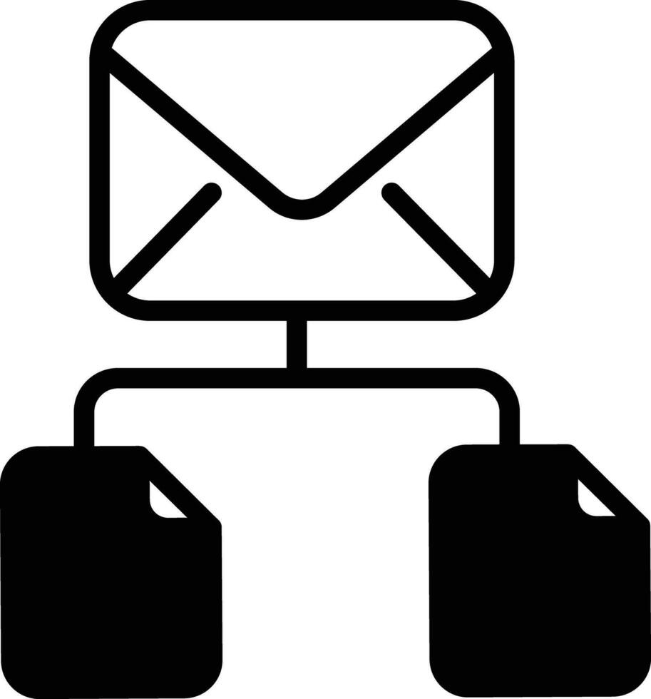 Mail Hierarchy solid glyph vector illustration