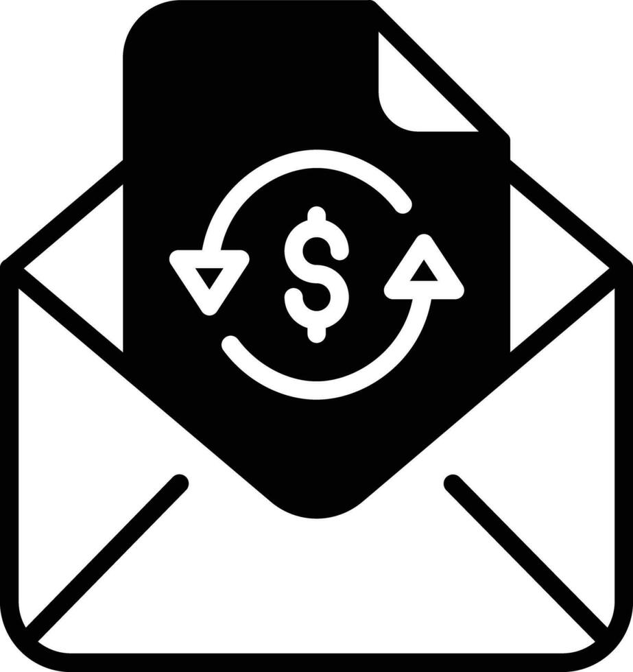 Mail Money Transaction solid glyph vector illustration