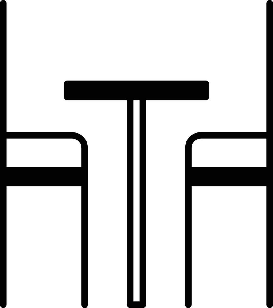 Chair and table solid glyph vector illustration
