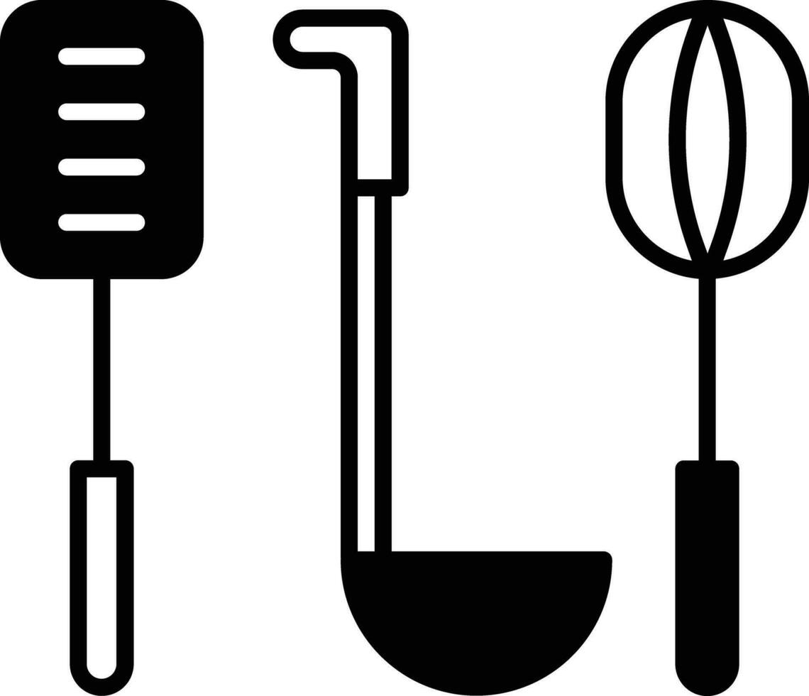 kitchen accessories solid glyph vector illustration