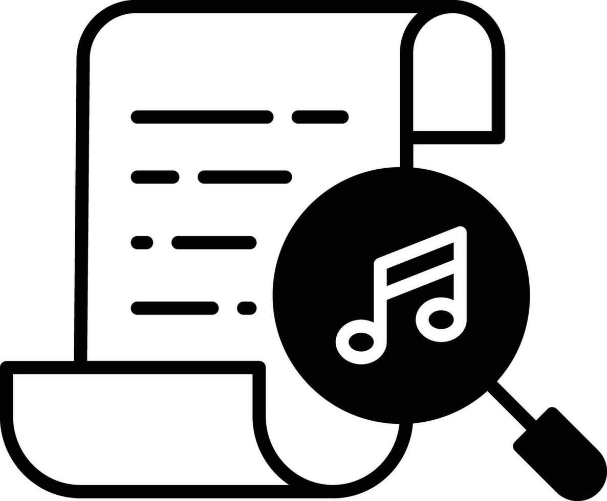 Search music notes solid glyph vector illustration