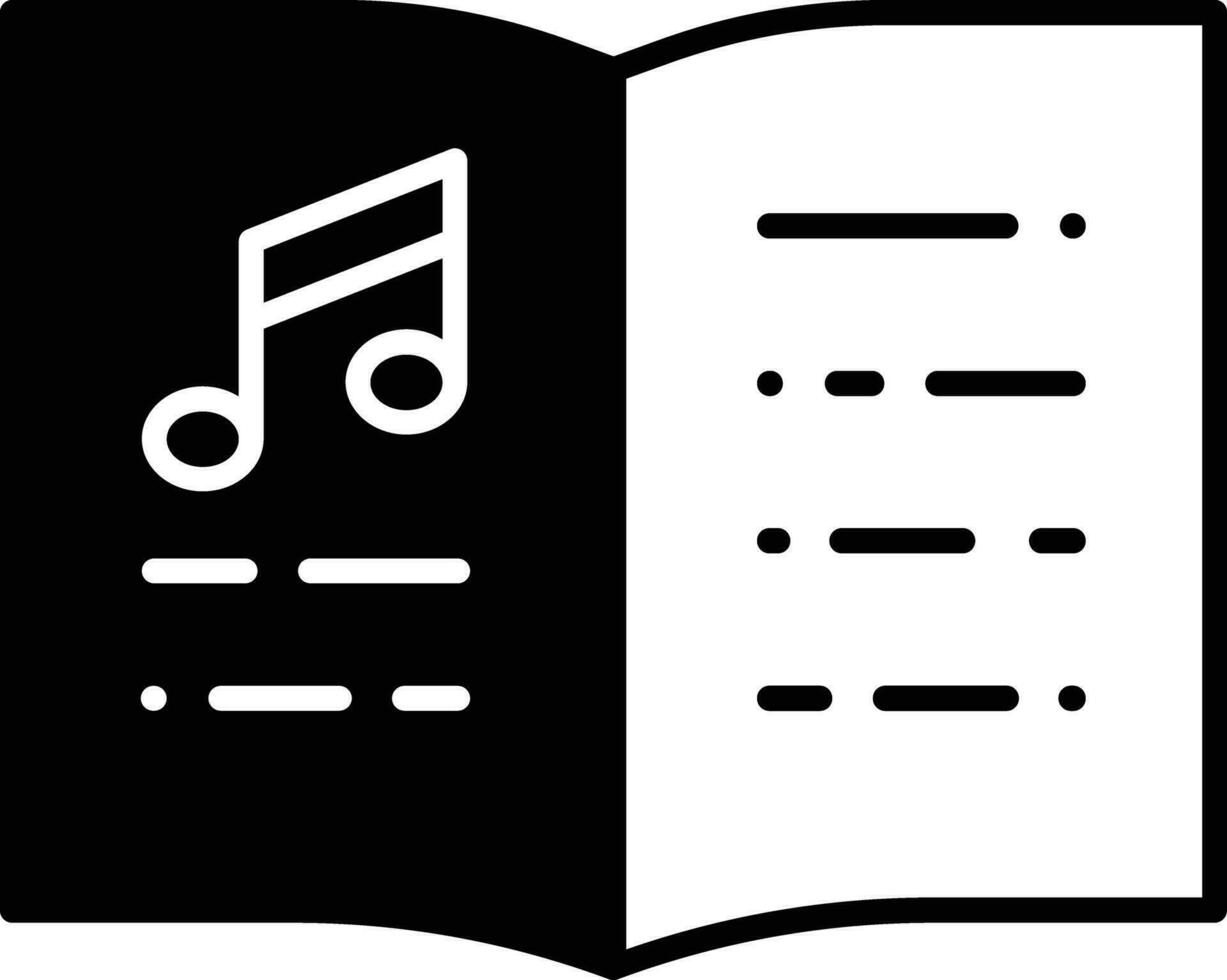 Music book solid glyph vector illustration