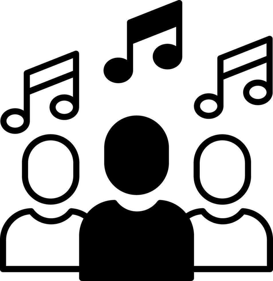 Music audience solid glyph vector illustration