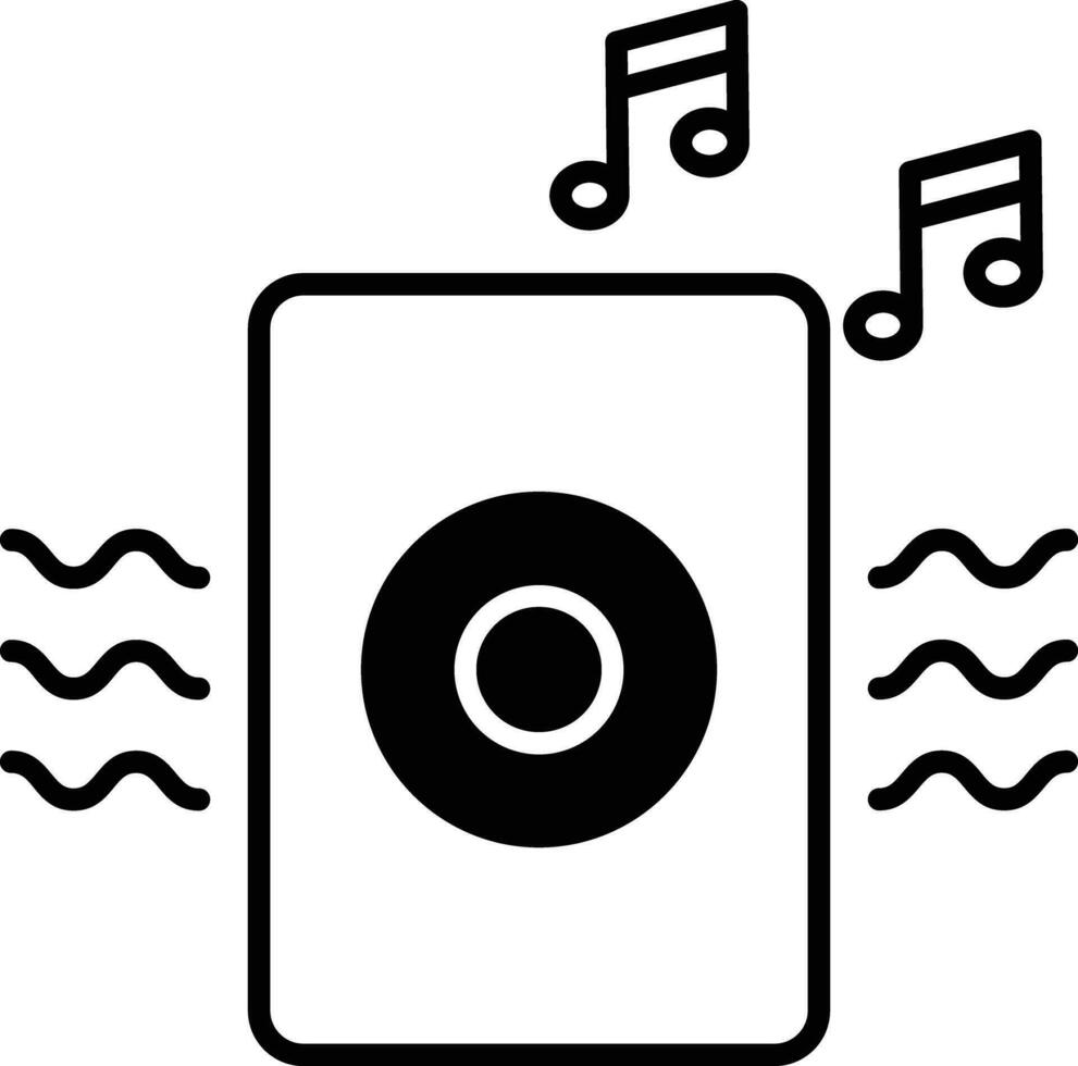 Music system solid glyph vector illustration