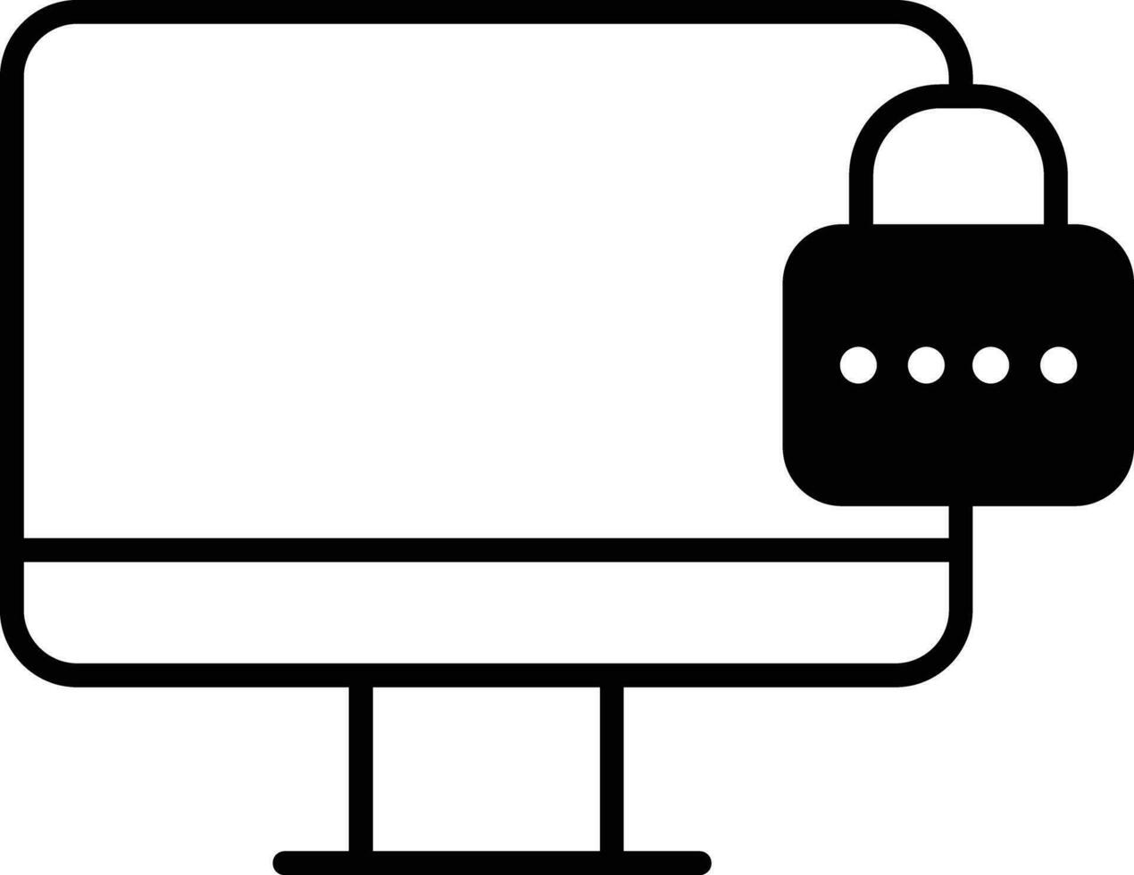 Computer security solid glyph vector illustration