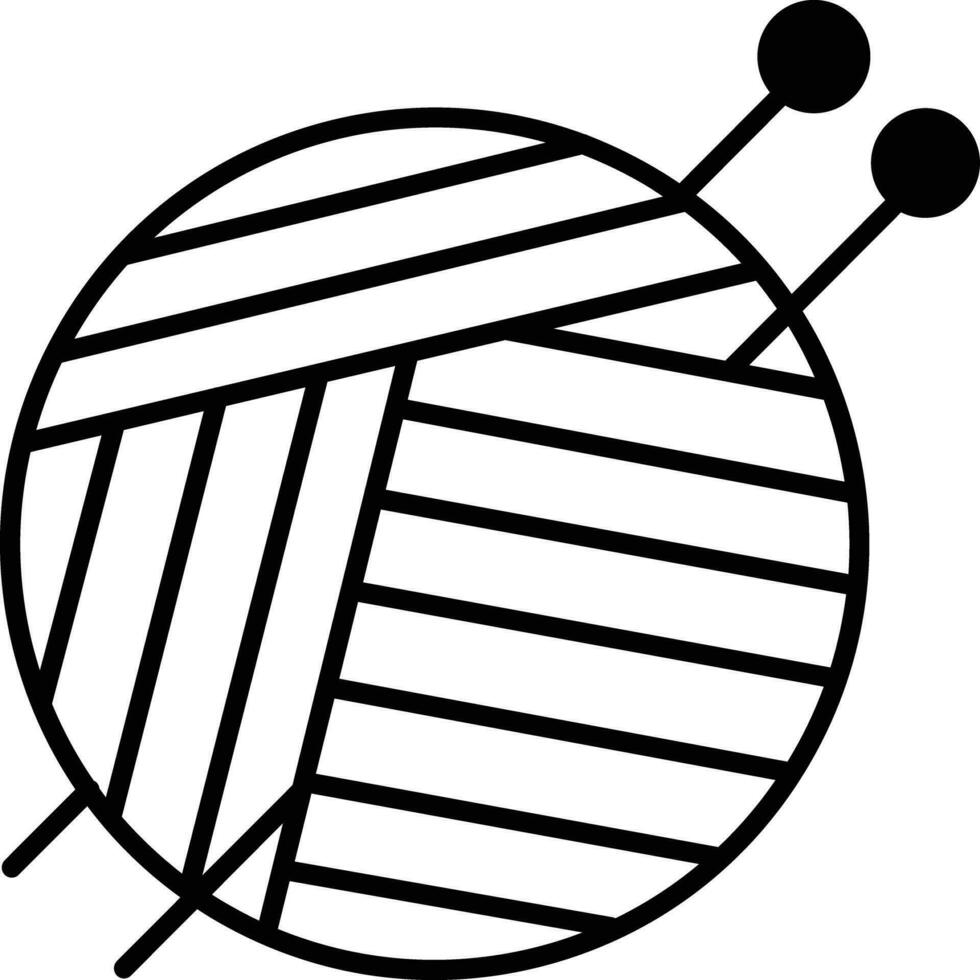wool with needle solid glyph vector illustration