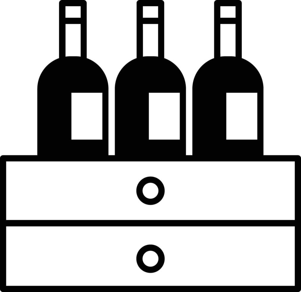 wine bottle box solid glyph vector illustration