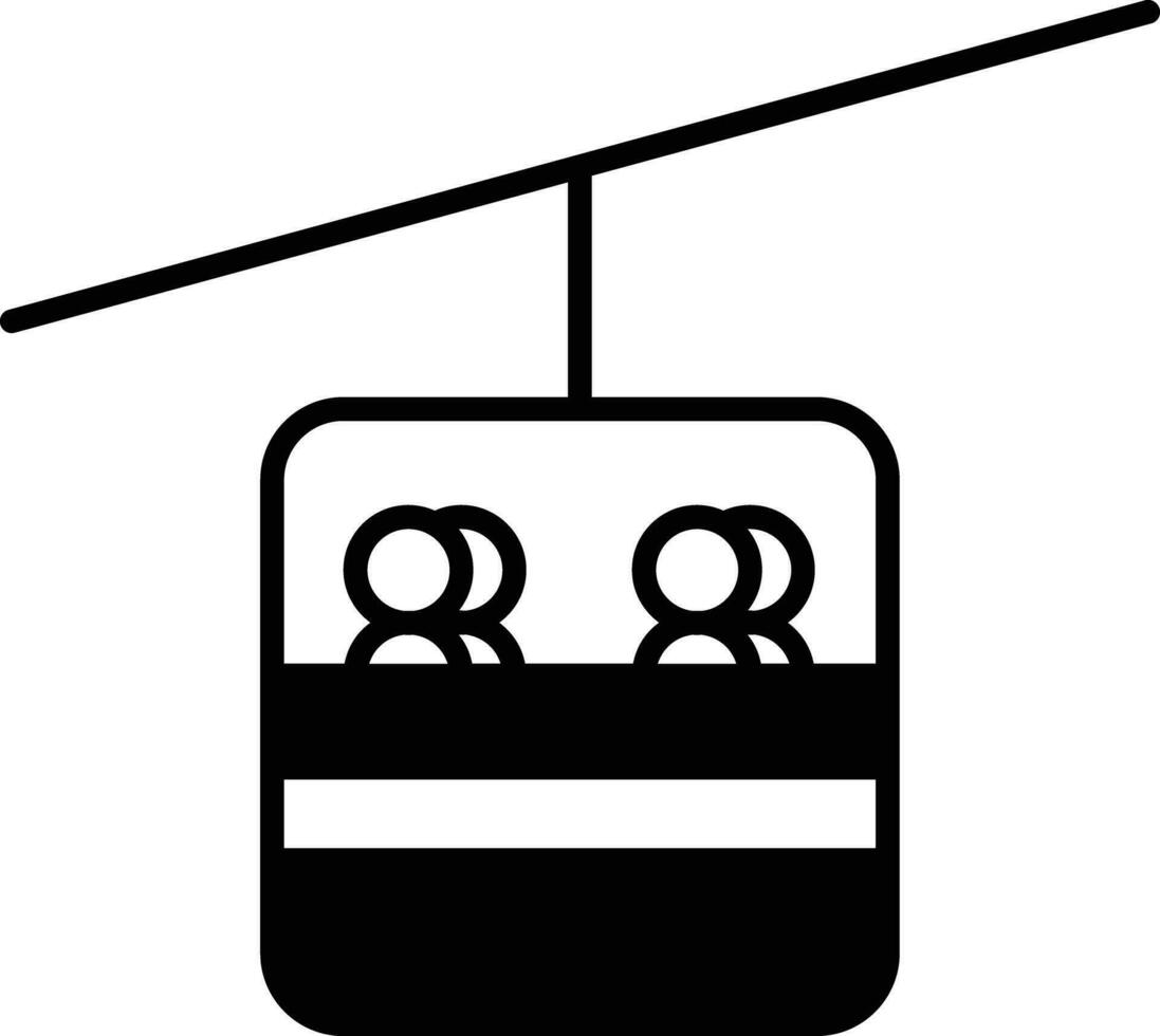 Cable car solid glyph vector illustration