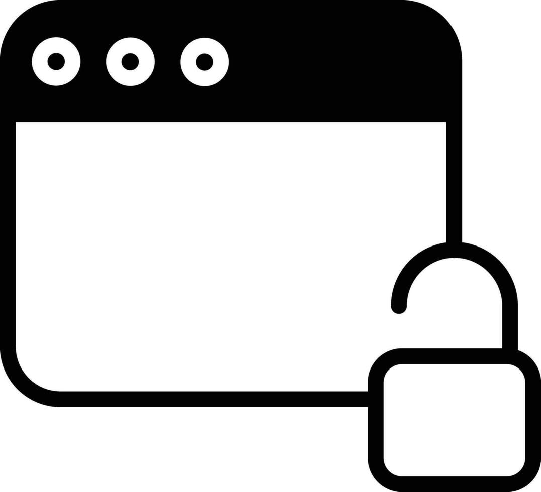 Unlock browser solid glyph vector illustration