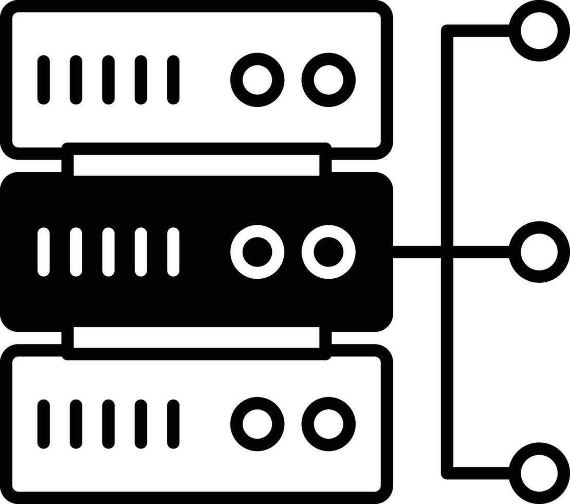 Server Flow solid glyph vector illustration