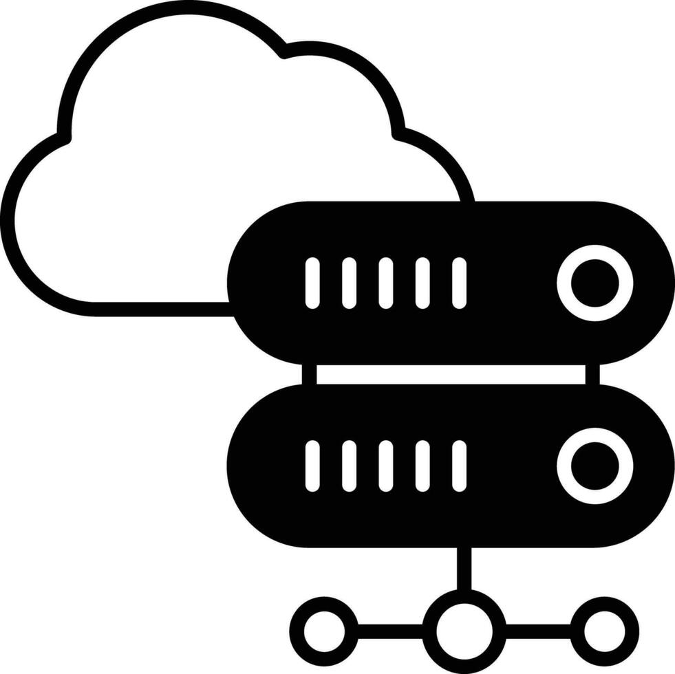 nube base de datos sólido glifo vector ilustración