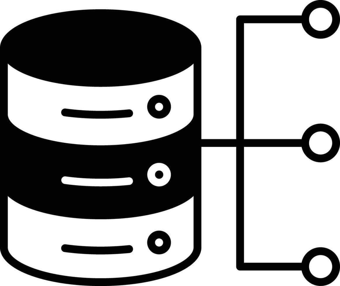 base de datos fluir sólido glifo vector ilustración