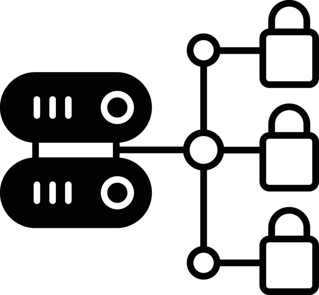 Database Locks solid glyph vector illustration