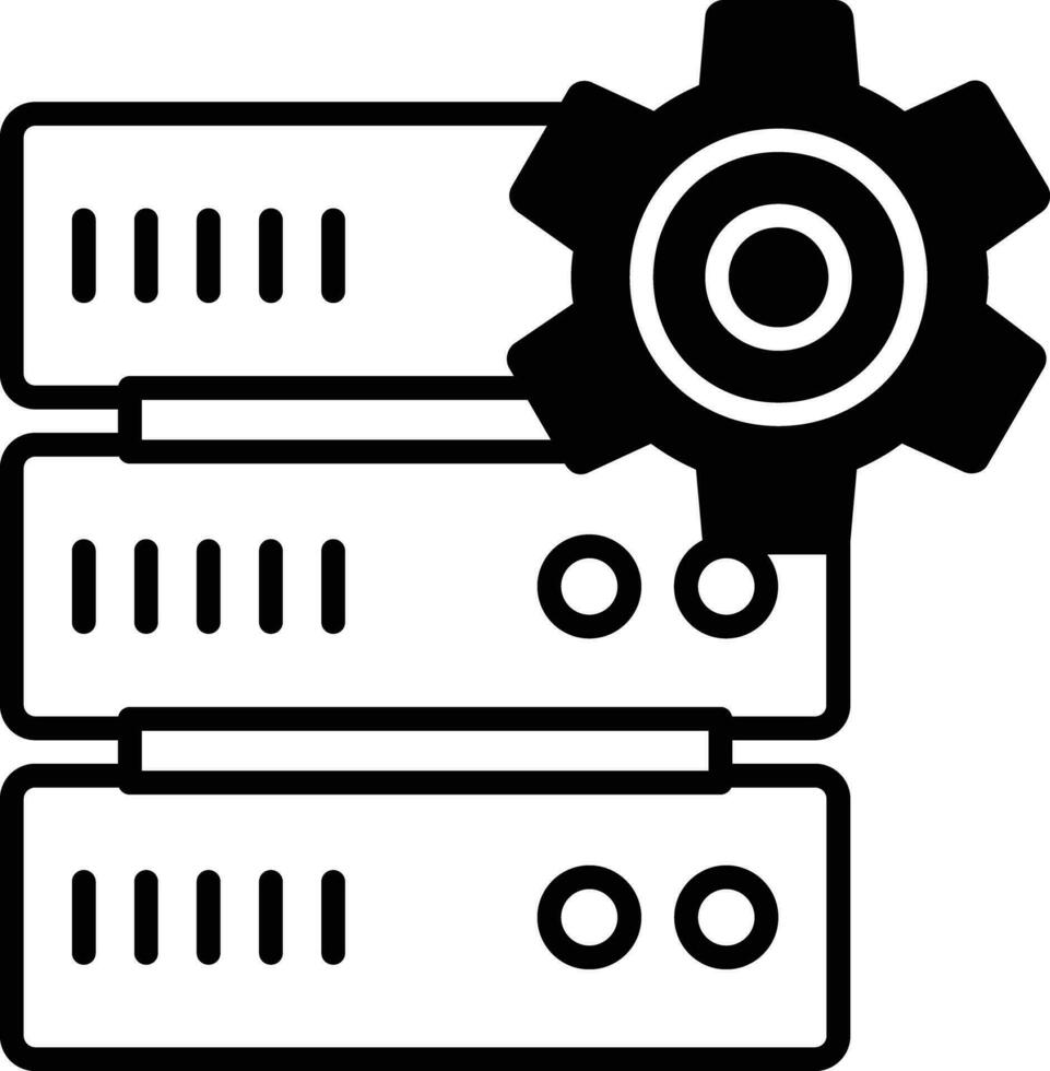 base de datos servidor ajuste sólido glifo vector ilustración