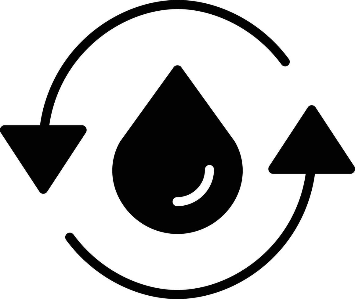 recycle water solid and glyph vector illustration