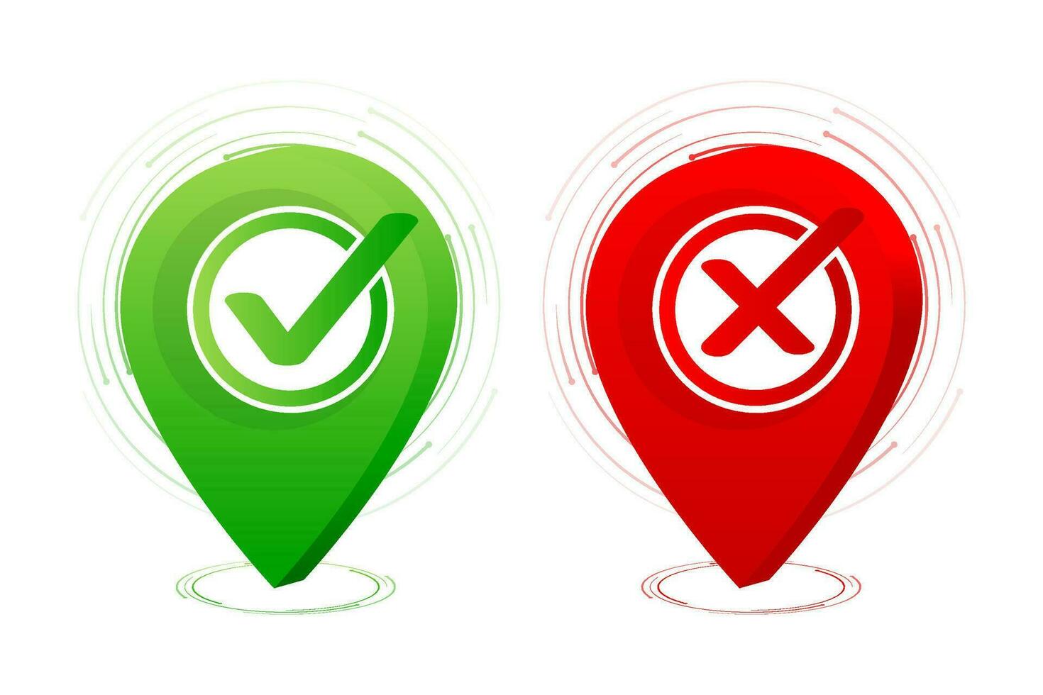Yes and No check marks icon on white background. Flat simple style trend modern red and green checkmark. vector
