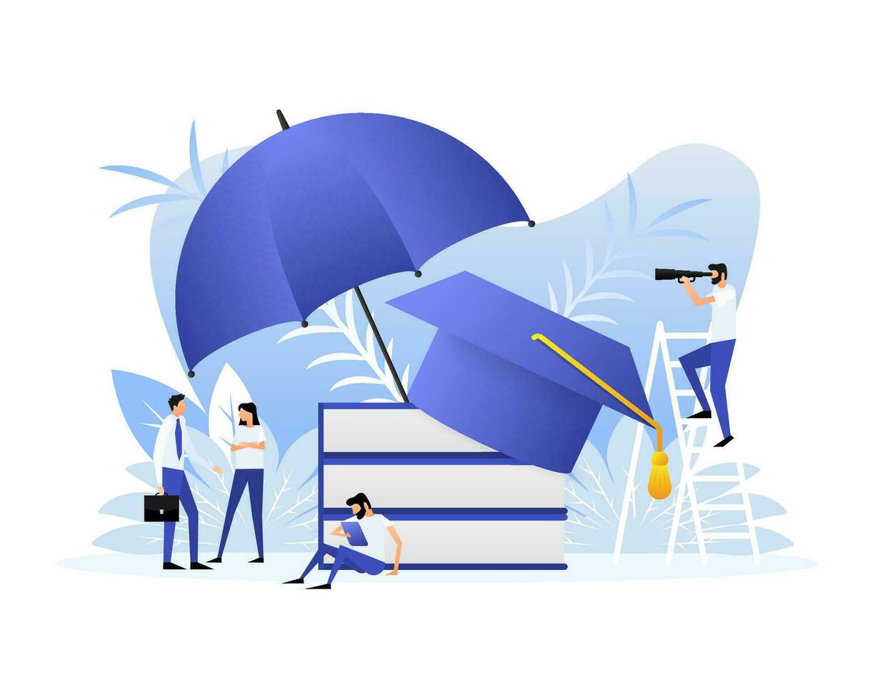 Education Insurance concept. Insurance policy. Money Guarantee. Vector illustration.