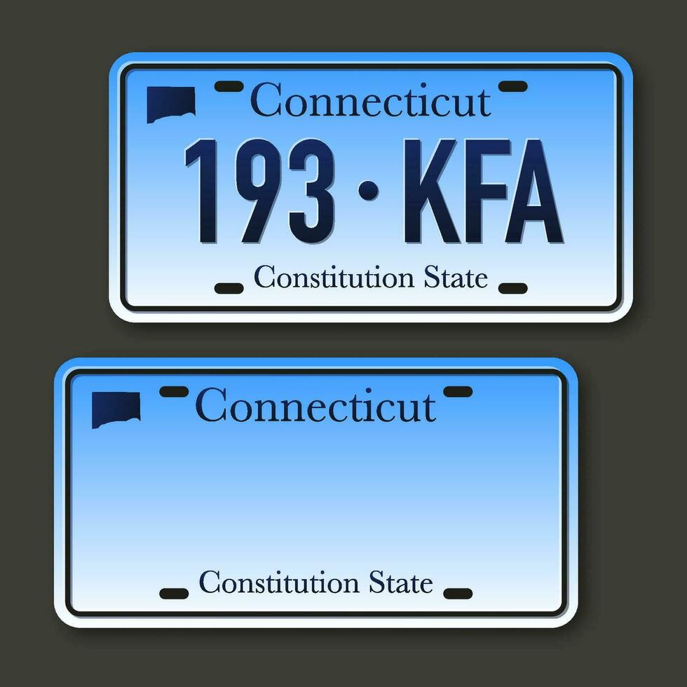 Retro car plate for banner design. Connecticut state. Isolated vector illustration. Business, icon set