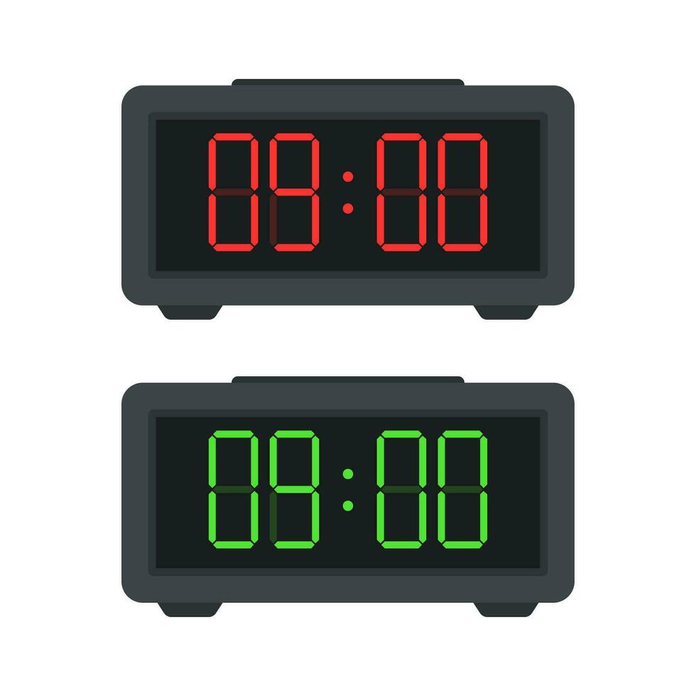 Digital alarm clock. Time icon. Vector illustration.