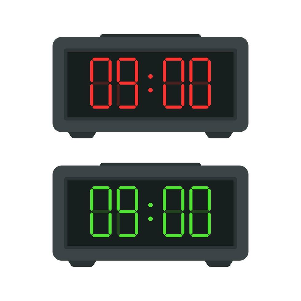 Digital alarm clock. Time icon. Vector illustration.