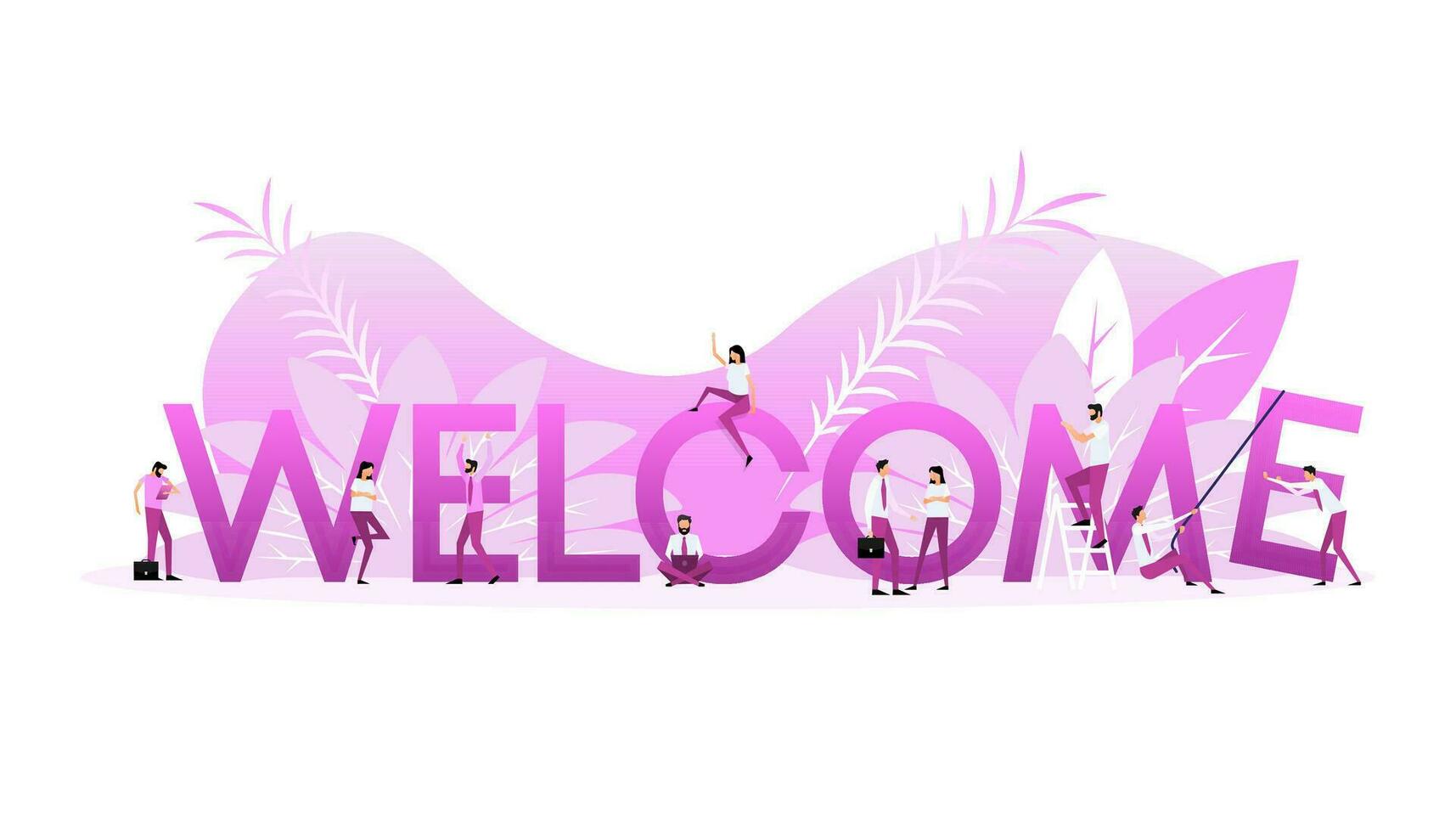 Welcome sign people, great design for any purposes. Vector illustration. Business concept.