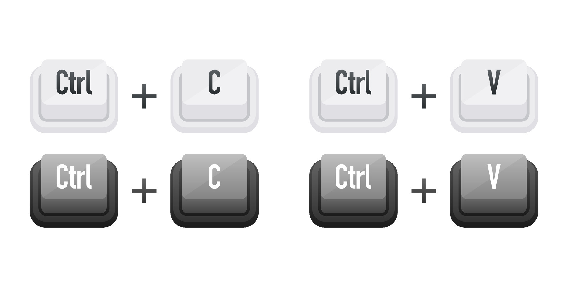 Ctrl C and Ctrl V Keyboard keys. Shortcut keys 36578093 Vector Art at