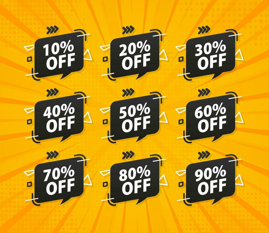 Valuable Discount labels. Special offer price sign. Percent off price. vector