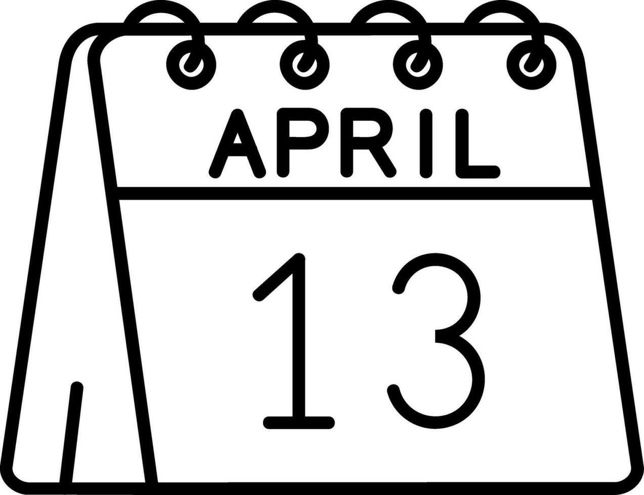13 de abril línea icono vector