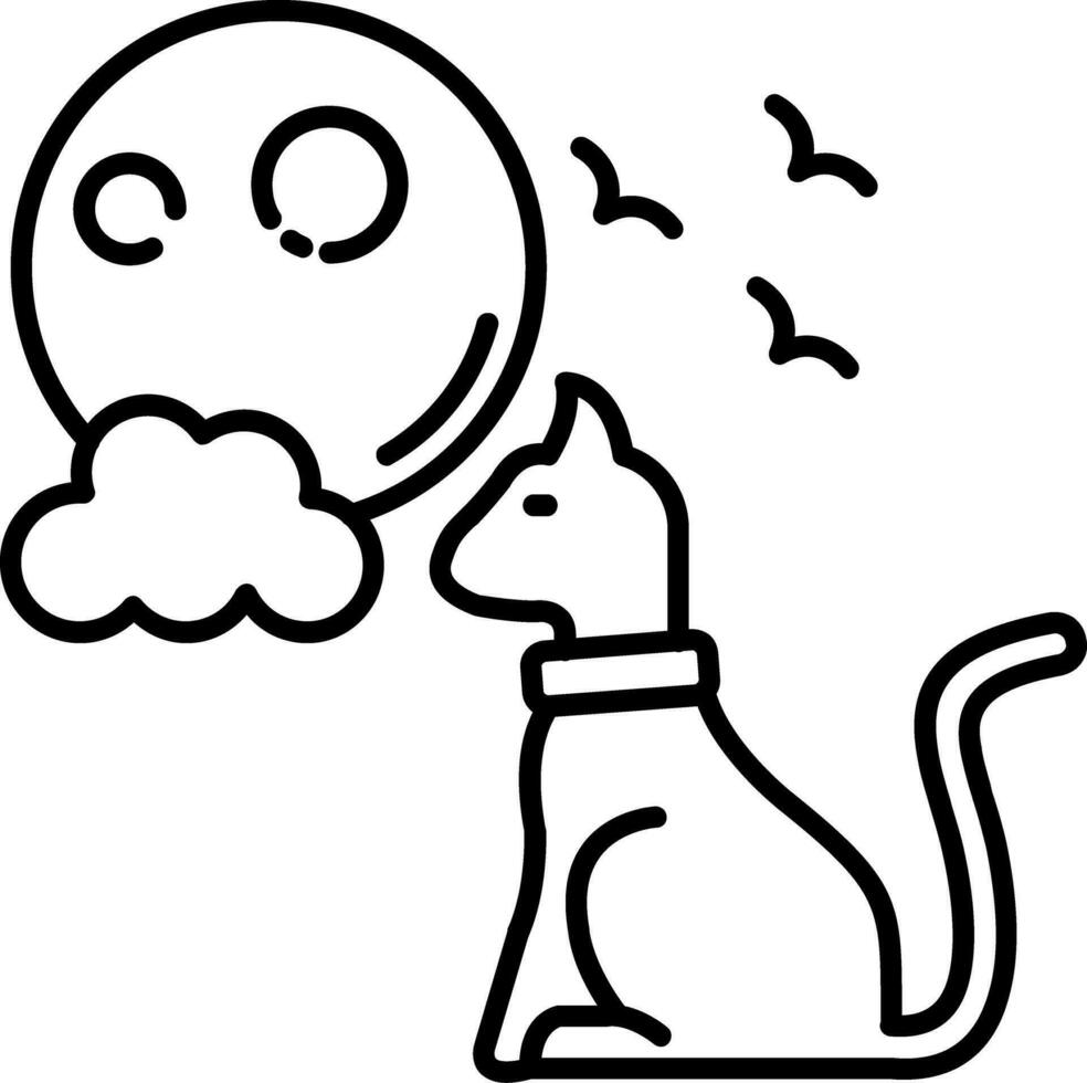 Black cat Line Icon vector