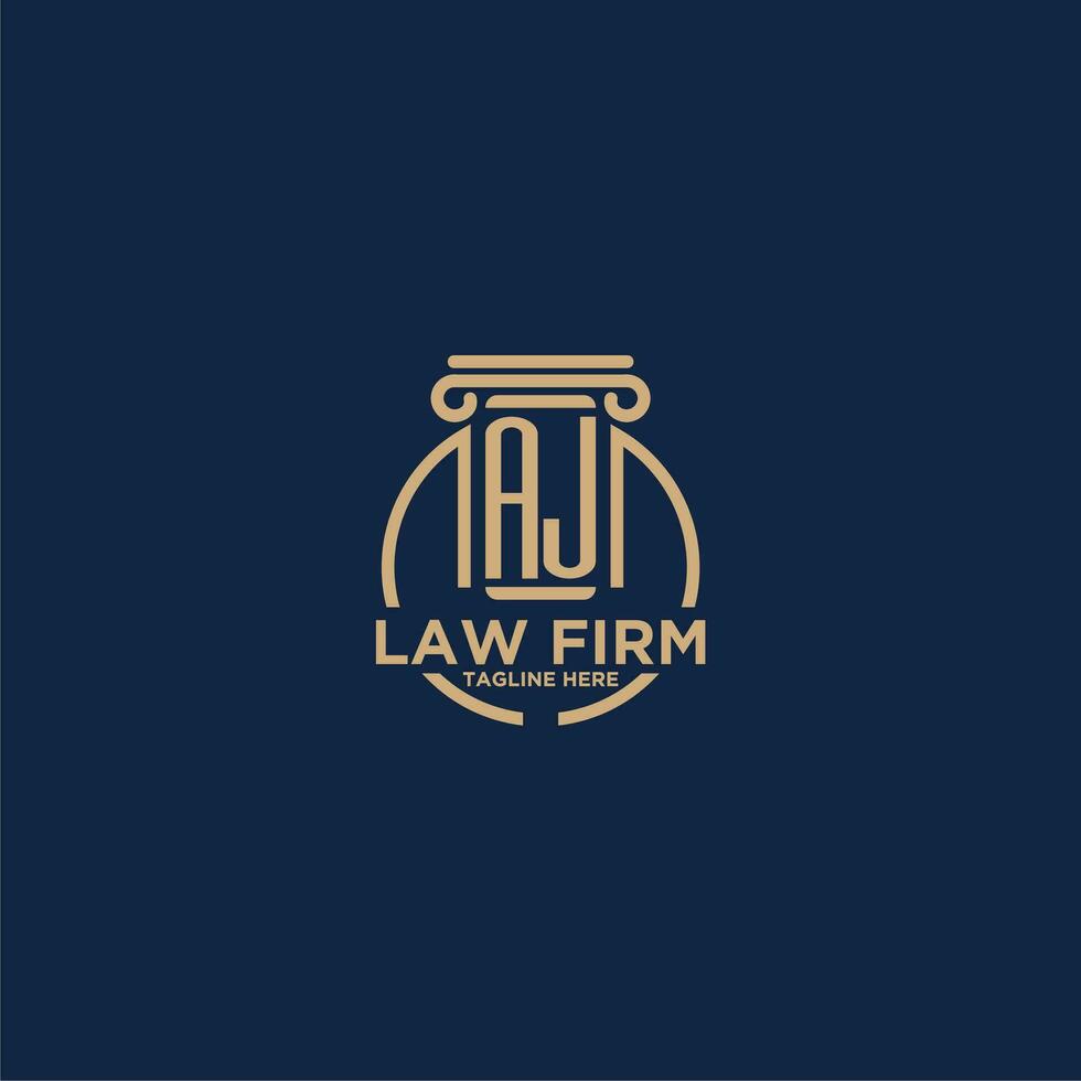 AJ initial monogram for law firm with creative circle line vector