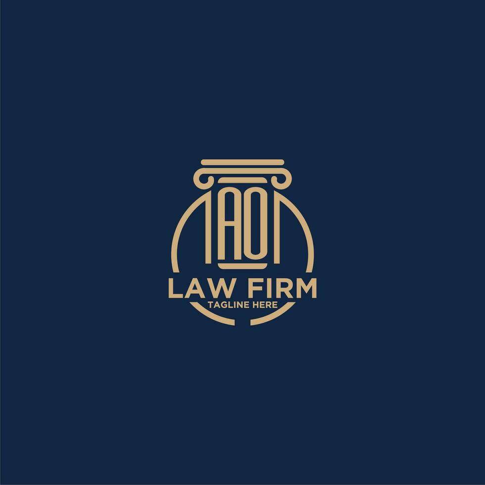 AO initial monogram for law firm with creative circle line vector