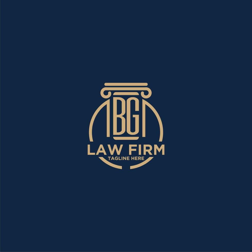 BG initial monogram for law firm with creative circle line vector