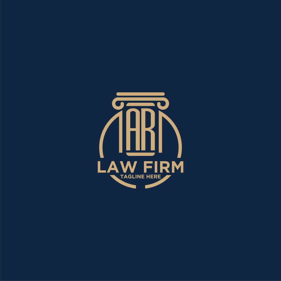 AR initial monogram for law firm with creative circle line vector