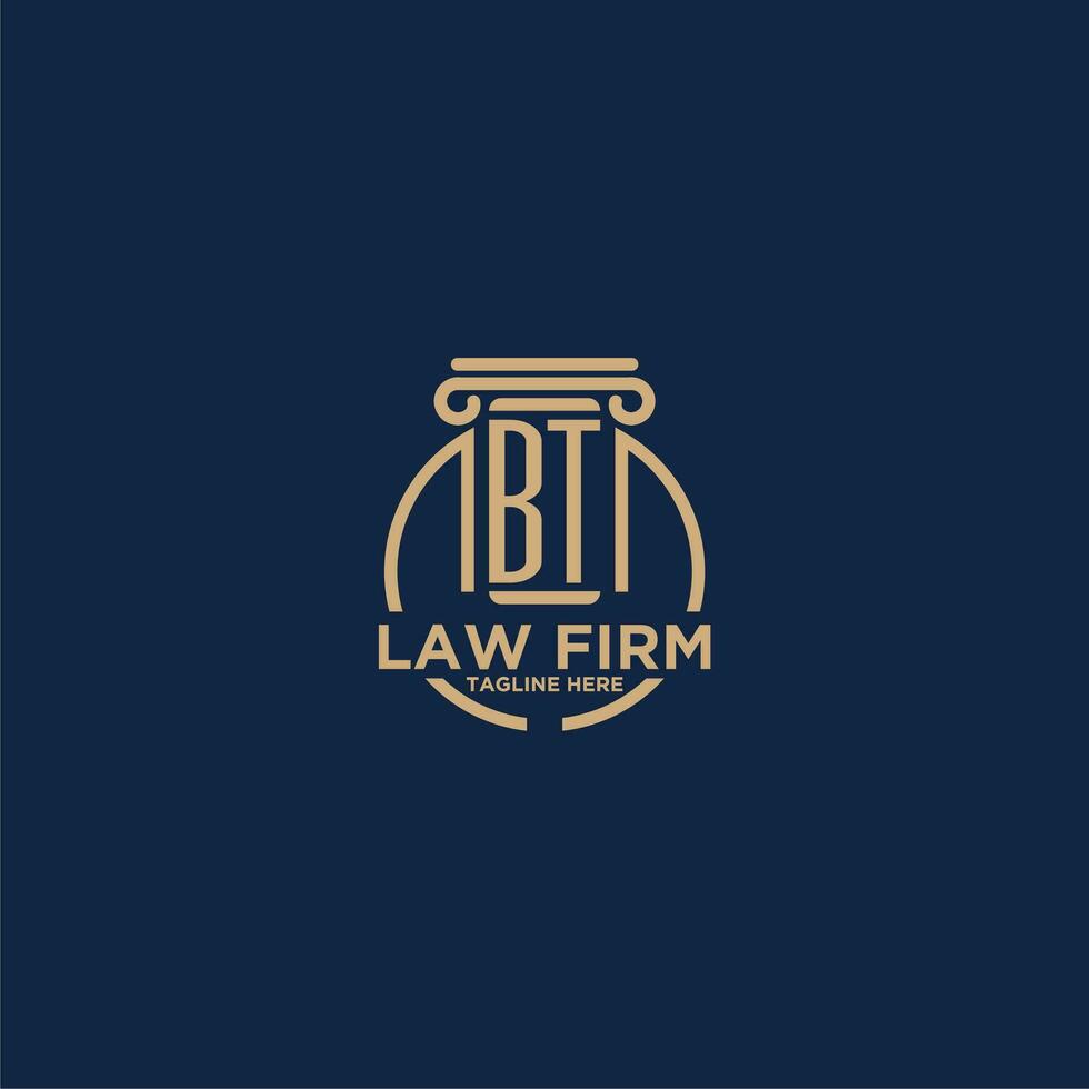 BT initial monogram for law firm with creative circle line vector