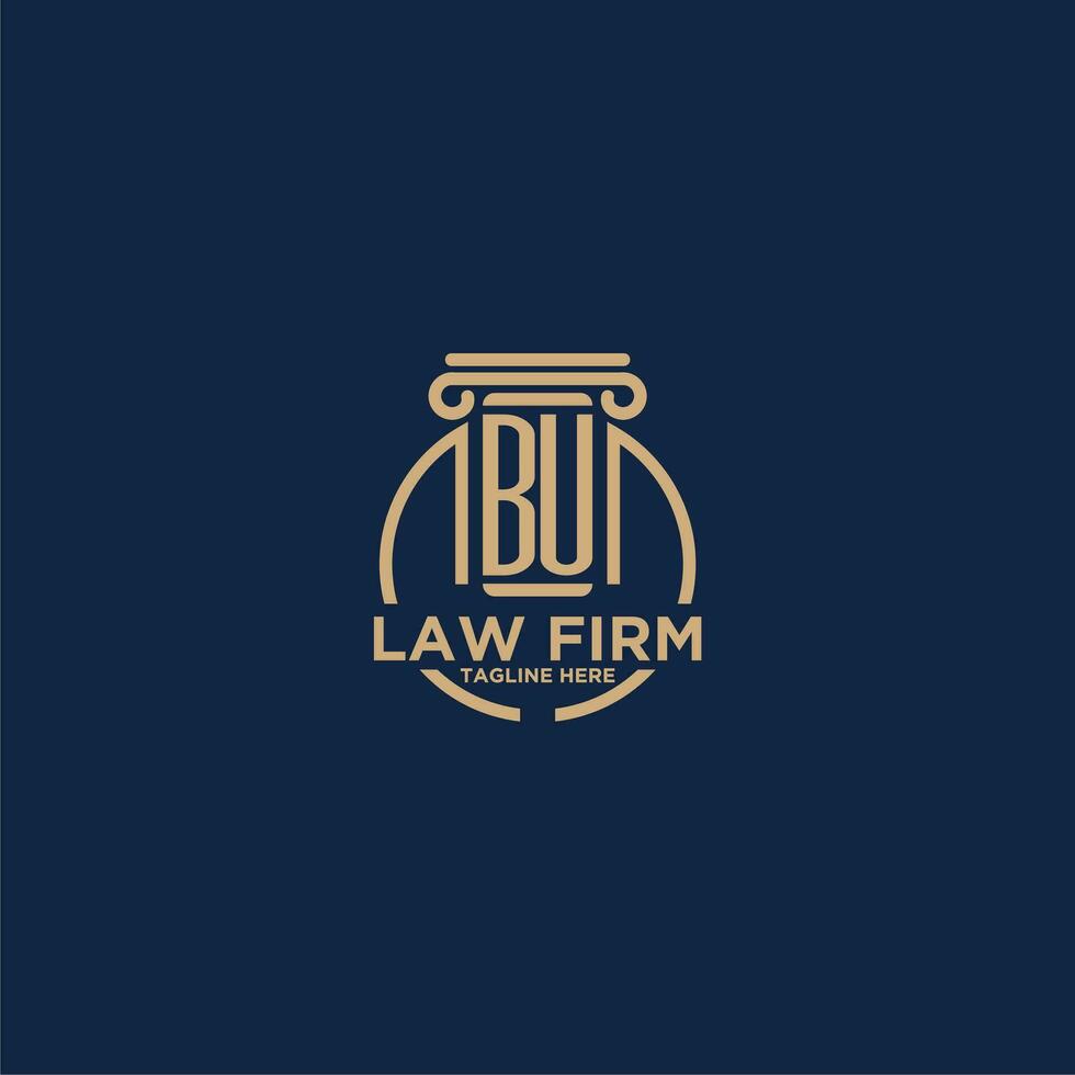 BU initial monogram for law firm with creative circle line vector