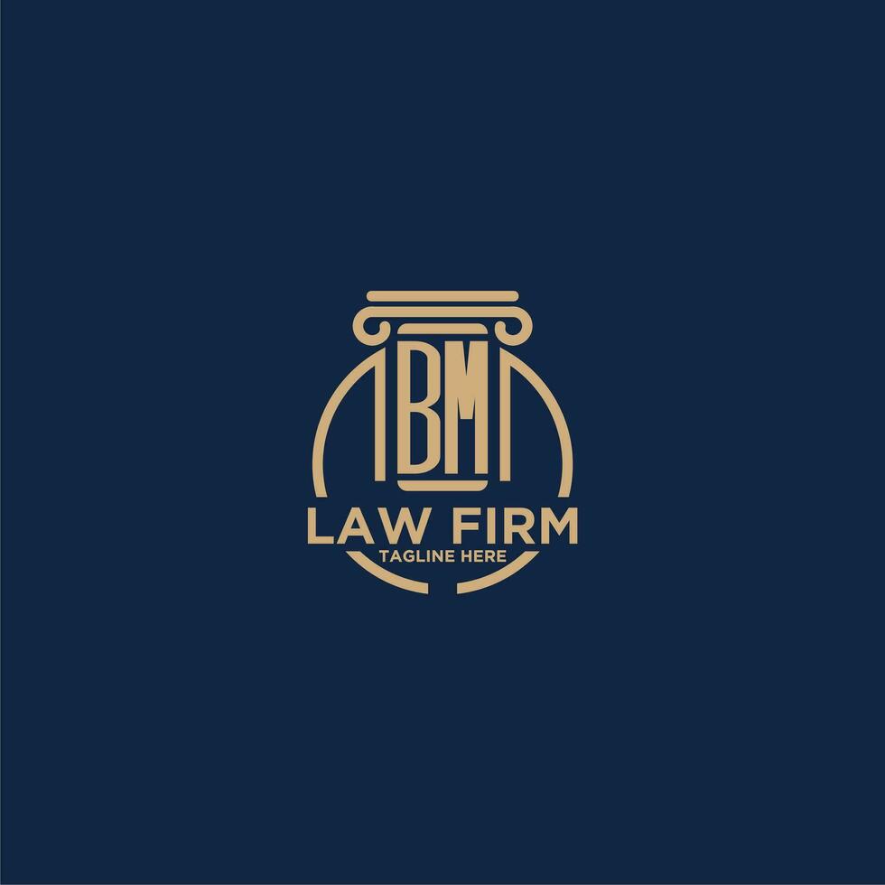 BM initial monogram for law firm with creative circle line vector