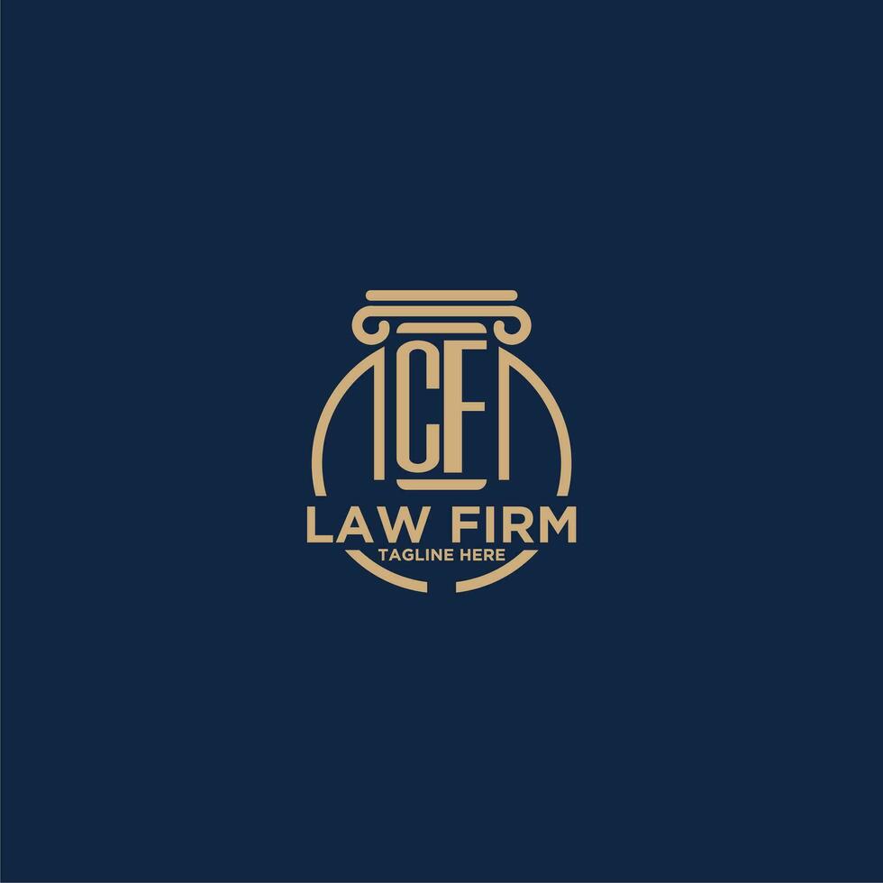CF initial monogram for law firm with creative circle line vector
