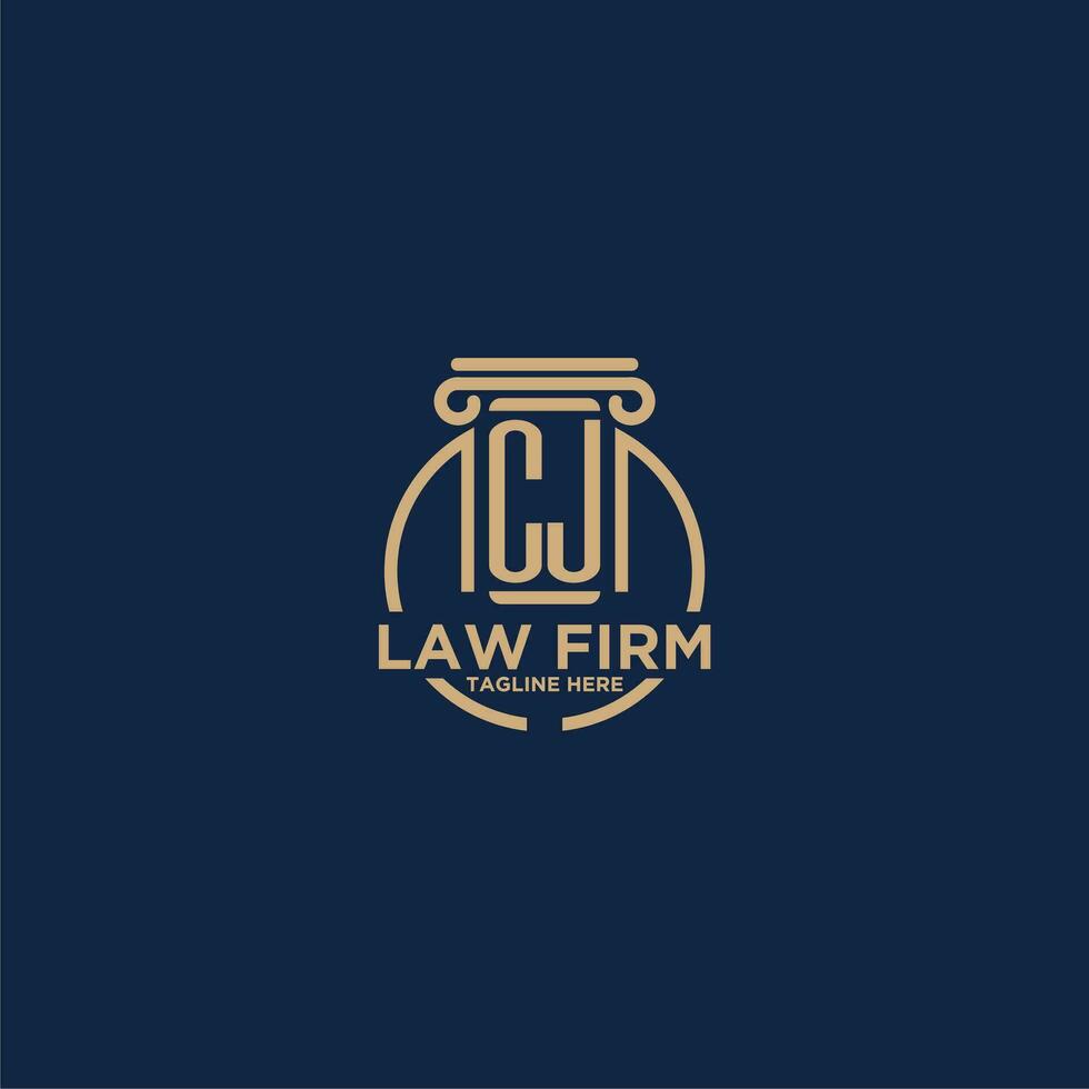 CJ initial monogram for law firm with creative circle line vector