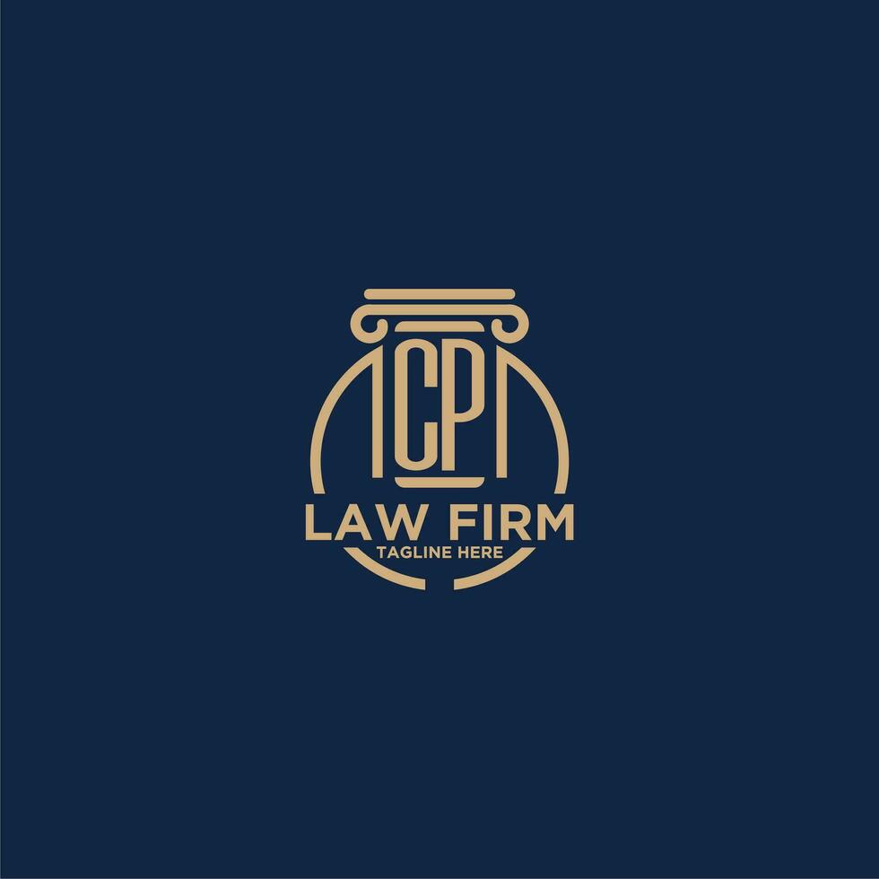 CP initial monogram for law firm with creative circle line vector