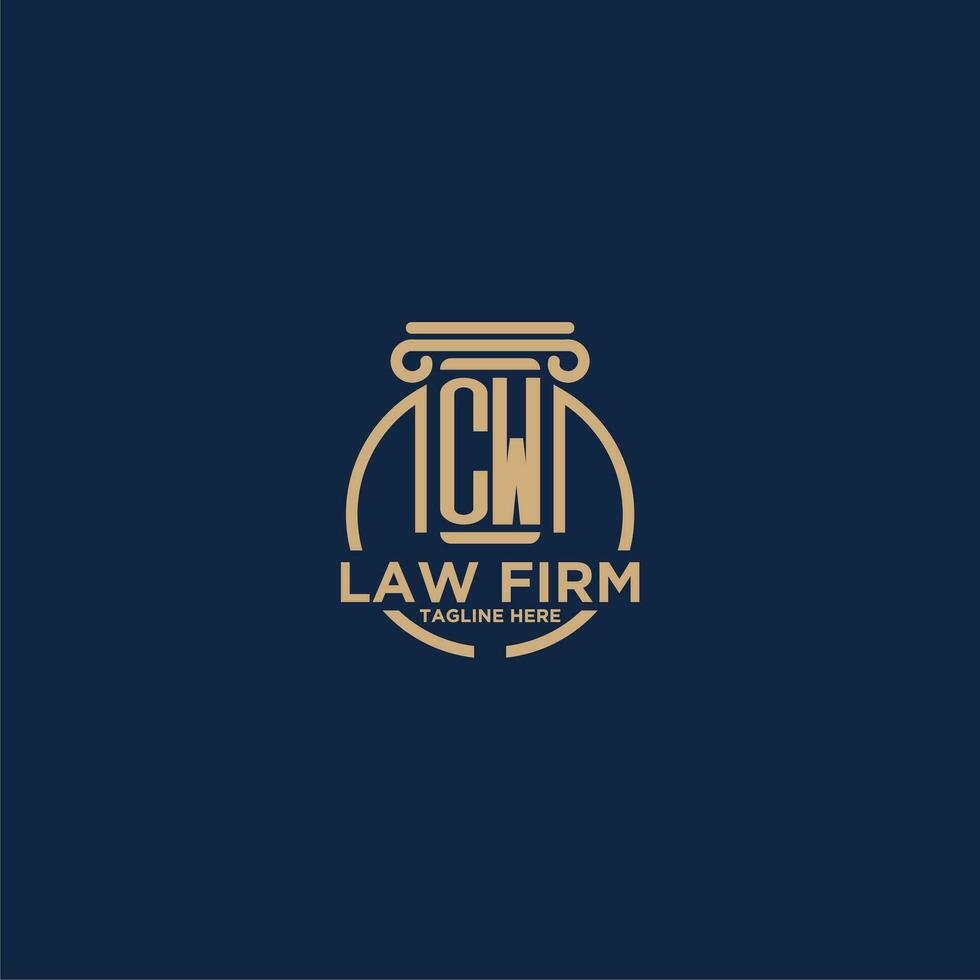 CW initial monogram for law firm with creative circle line vector