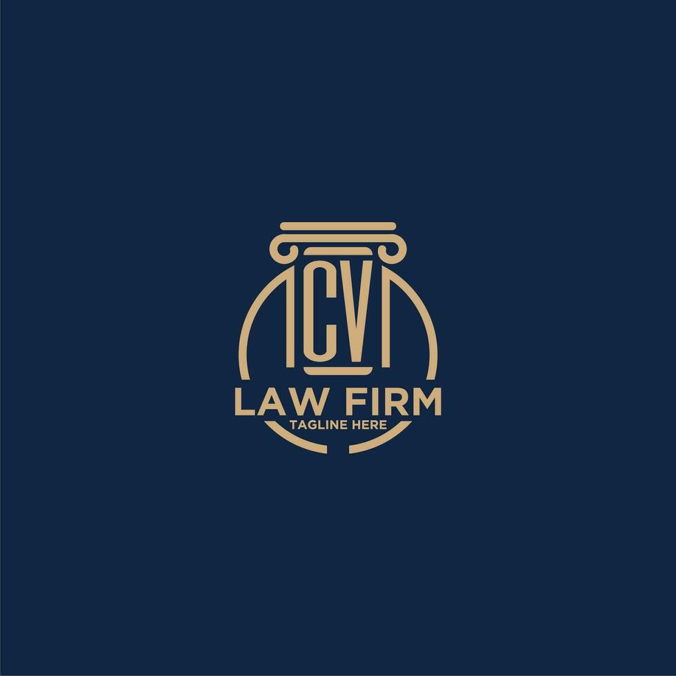 CV initial monogram for law firm with creative circle line vector