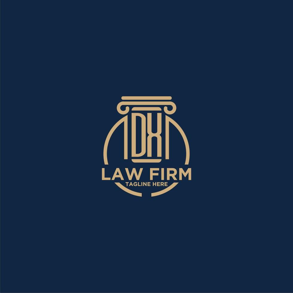 DX initial monogram for law firm with creative circle line vector